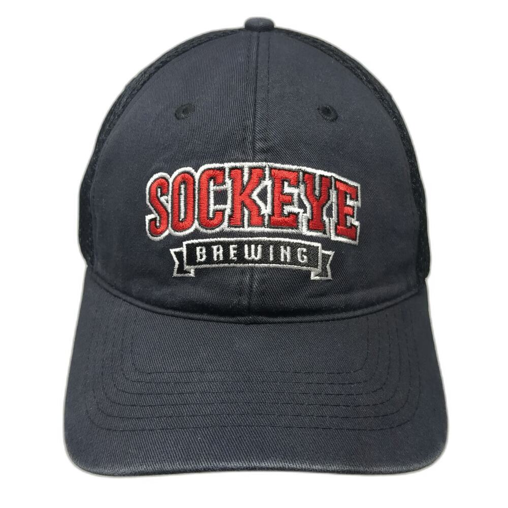 Vie Baseball Cap Black XL Sockeye Brewing Drink Like a Fish Hat Mesh Fitted